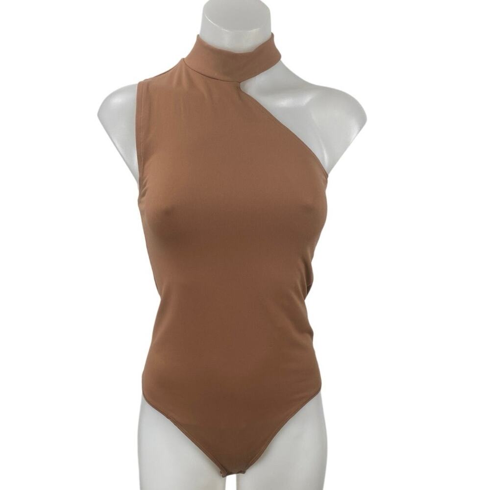 Abercrombie & Fitch Asymmetric Mock Neck One Shoulder Sleeveless Bodysuit Top S